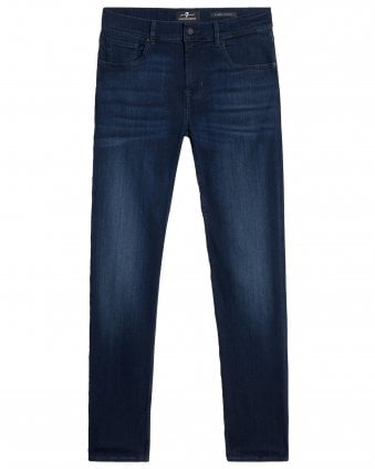 Mens Luxe Performance Plus Slimmy Tapered Jeans - Deep Blue