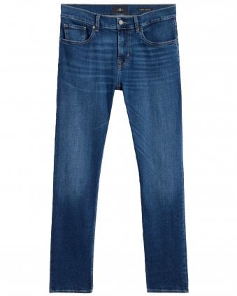 Mens Luxe Performance Plus Slimmy Tapered Jeans - Mid Blue (Signal)