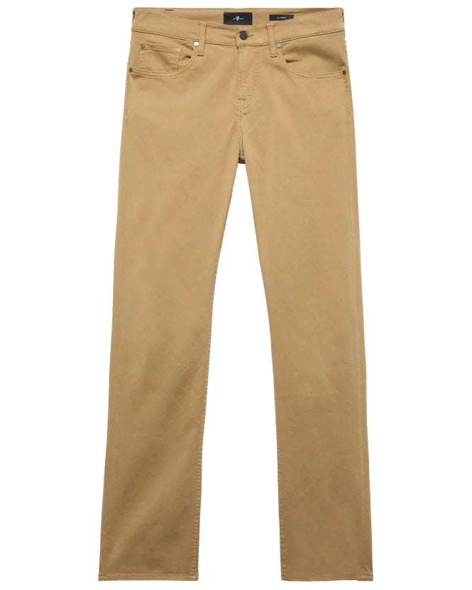 7 For All Mankind Mens Luxe Performance Stretch Sateen Slimmy Chino Style Jeans - Beige (Dust Rise)