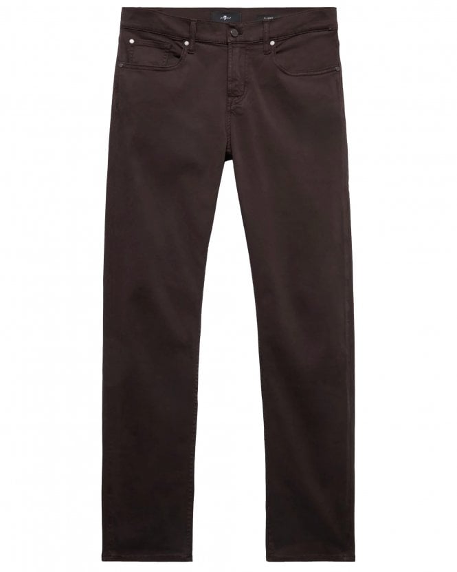 7 For All Mankind Mens Luxe Performance Stretch Sateen Slimmy Chino Style Jeans - Dark Brown (Molasses)