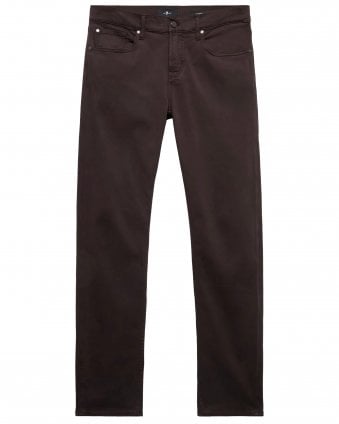 Mens Luxe Performance Stretch Sateen Slimmy Chino Style Jeans - Dark Brown (Molasses)