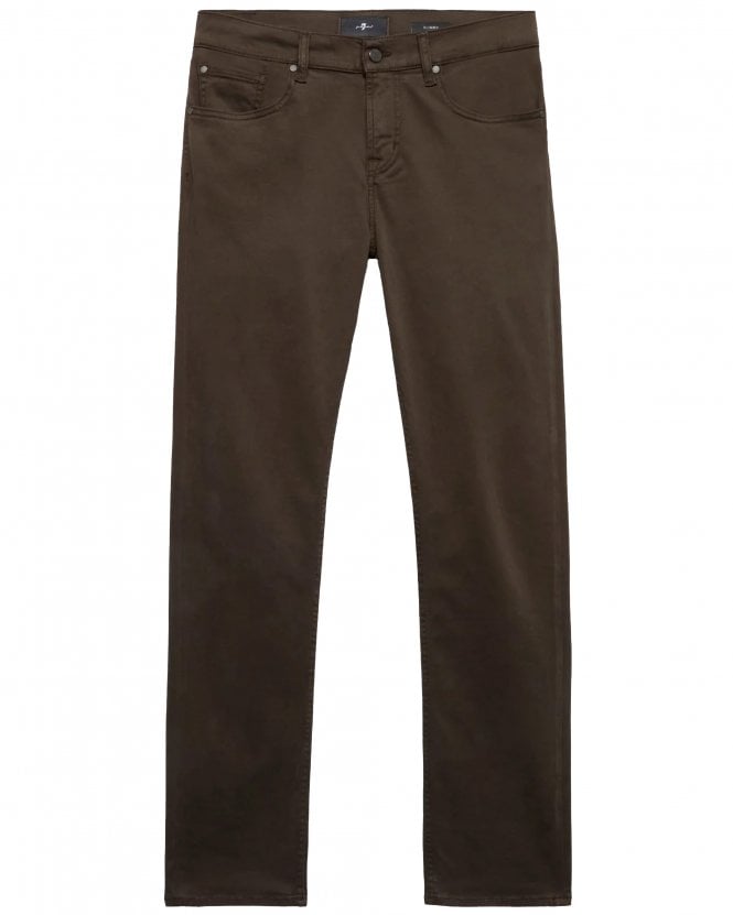 7 For All Mankind Mens Luxe Performance Stretch Sateen Slimmy Chino Style Jeans - Dark Olive Green (Thicket)
