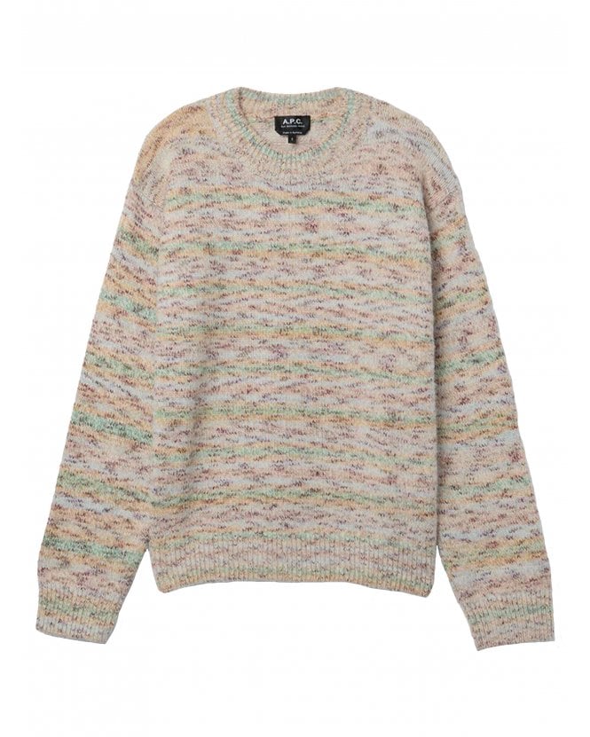 A.P.C. Mens Bastian Fleck Pullover Jumper Beige/Multi