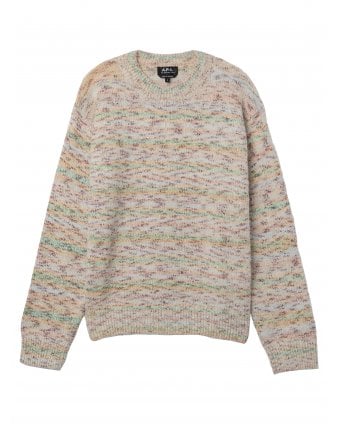 Mens Bastian Fleck Pullover Jumper Beige/Multi