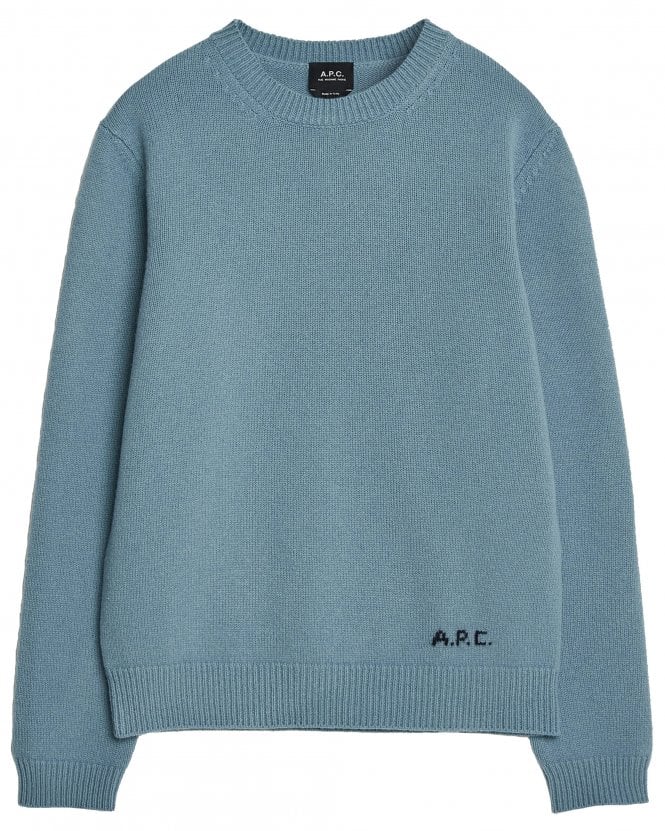 A.P.C. Mens Edmond Straight Fit Wool Jumper - Light Blue
