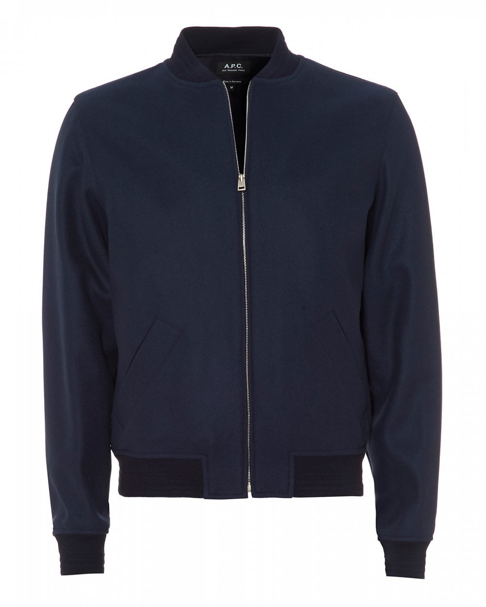 A P C Mens Gaston Jacket Navy Blue Bomber Jacket