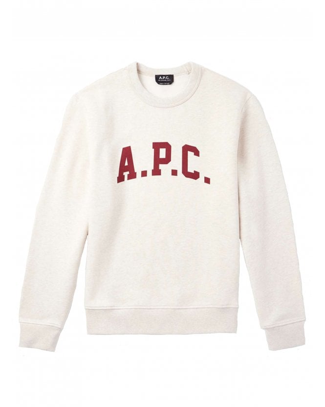 A.P.C. Mens Harris Curved Logo Sweatshirt Ecru/Red