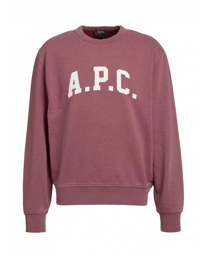 A.P.C. Mens Harris Curved Logo Sweatshirt Rouge Fonce/Blanc