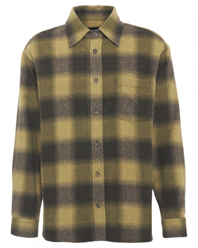 A.P.C. Mens Malaury Regular Fit Check Flannel Shirt - Green