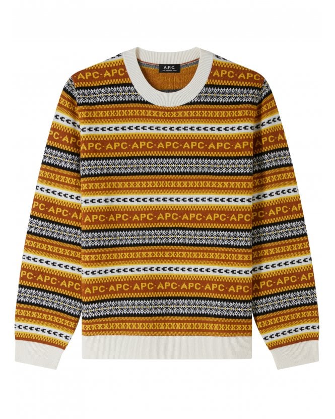 A.P.C. Mens Malcolm Repeat Pattern Jumper Brown