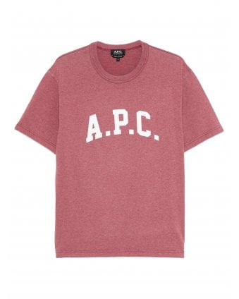 Mens Marcus Curved Logo T-Shirt Rouge Fonc/Blanc