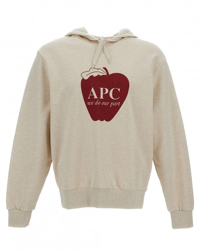 A.P.C. Mens Pomme Logo Hoodie - Cream/Beige