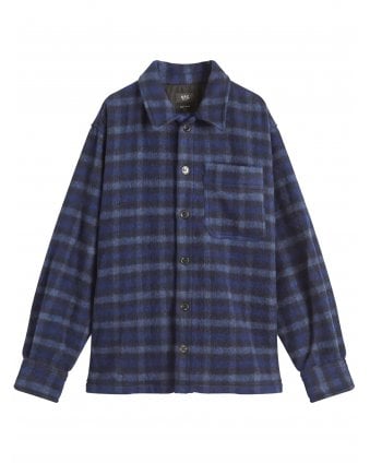 Mens Stanley Check Overshirt Dark Navy