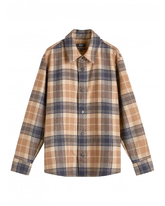 A.P.C. Mens Surchemise Bobby Check Overshirt Beige