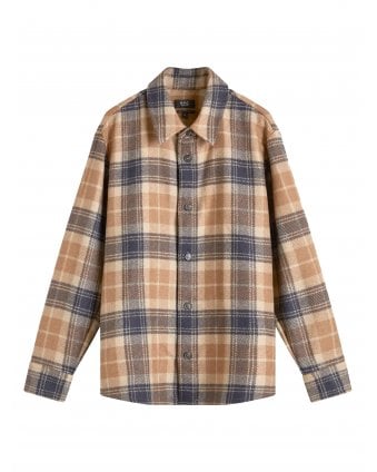 Mens Surchemise Bobby Check Overshirt Beige