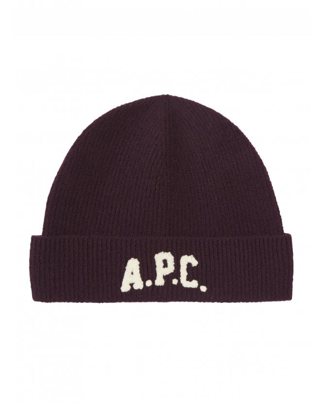 A.P.C. Unisex Bonnet Logo Beanie Burgundy