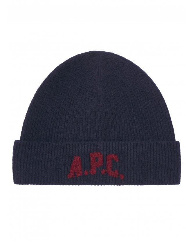 A.P.C. Unisex Bonnet Logo Beanie Dark Navy