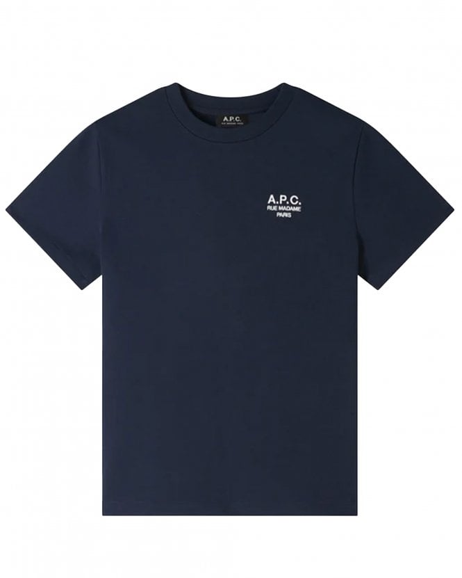 A.P.C. Unisex Regular Fit Rue Madame Logo T-Shirt - Dark Navy/Ecru 