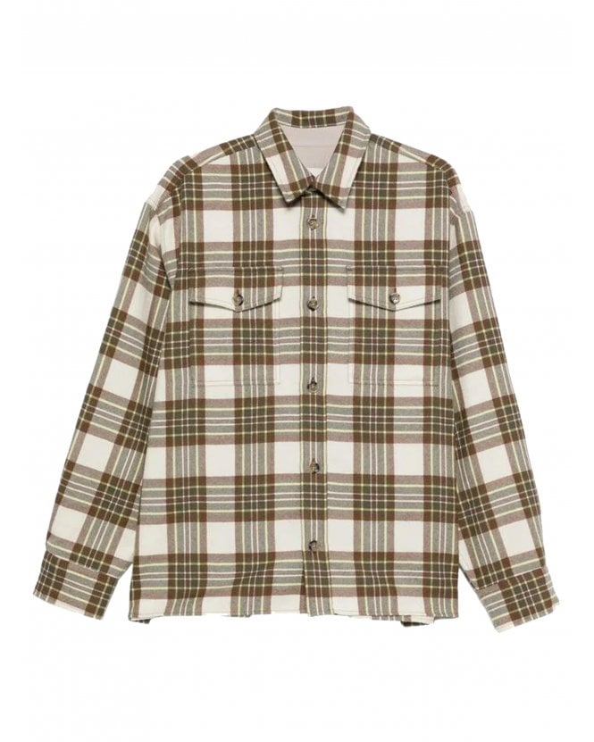 Ami Paris Checked Pocket Plaid Overshirt Brown/Beige