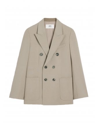 Ami Mens Double Breasted Blazer Jacket Light Taupe 