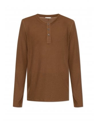 Mens Henley Button T-Shirt Hazelnut Brown