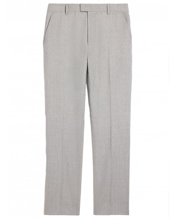 Ami Paris Mens Tailored Wool Pleat Front Trousers Light Heather Grey