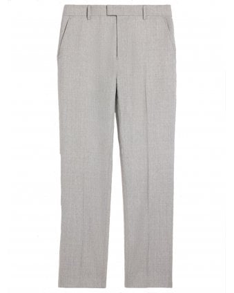 Mens Tailored Wool Pleat Front Trousers Light Heather Grey