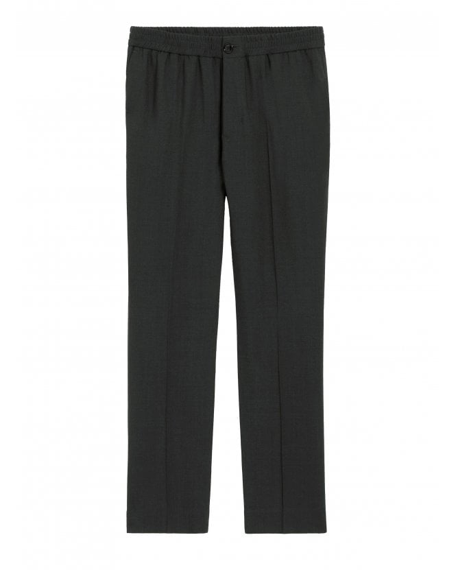 Ami Paris Mens Twill Elasticated Trousers Anthracite Dark Grey