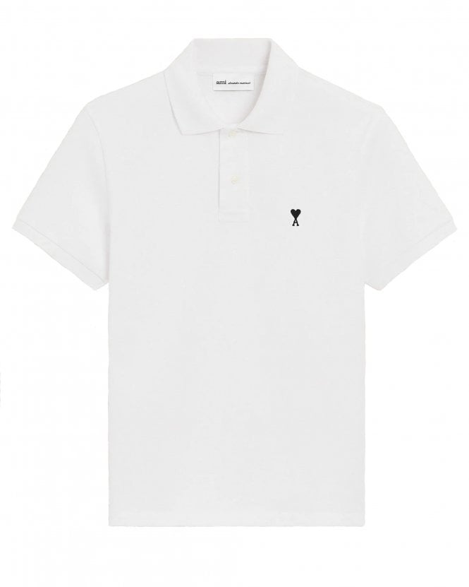 Ami Paris Mens Ami De Coeur Polo Shirt - White