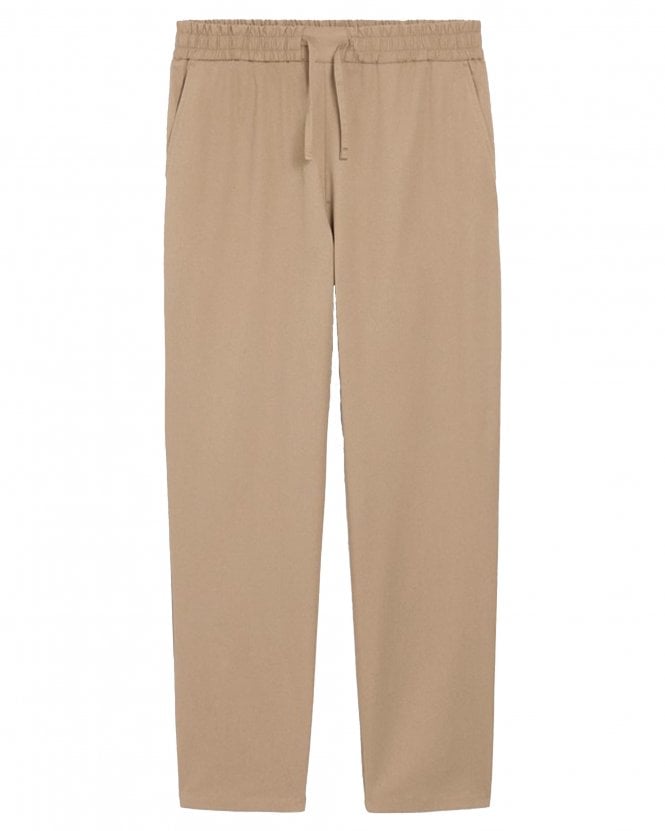 Ami Paris Mens Cotton Elasticated Waist Regular Fit Trousers - Taupe Beige