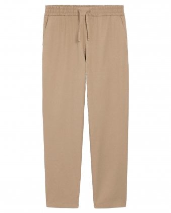Mens Cotton Elasticated Waist Regular Fit Trousers - Taupe Beige