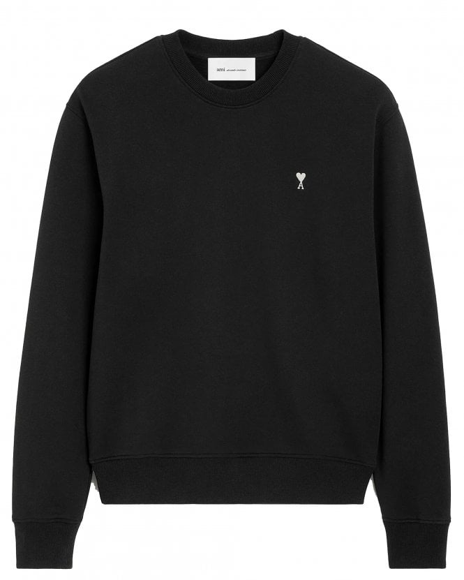 Ami Paris Mens de Coeur Crew Neck Sweatshirt - Black/White Cream