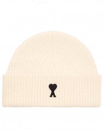 Mens de Coeur Wool Beanie Hat - Off White/Black