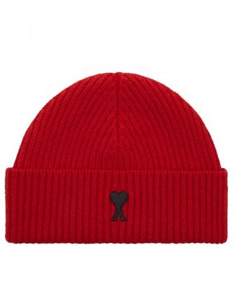 Mens de Coeur Wool Beanie Hat - Red/Black 
