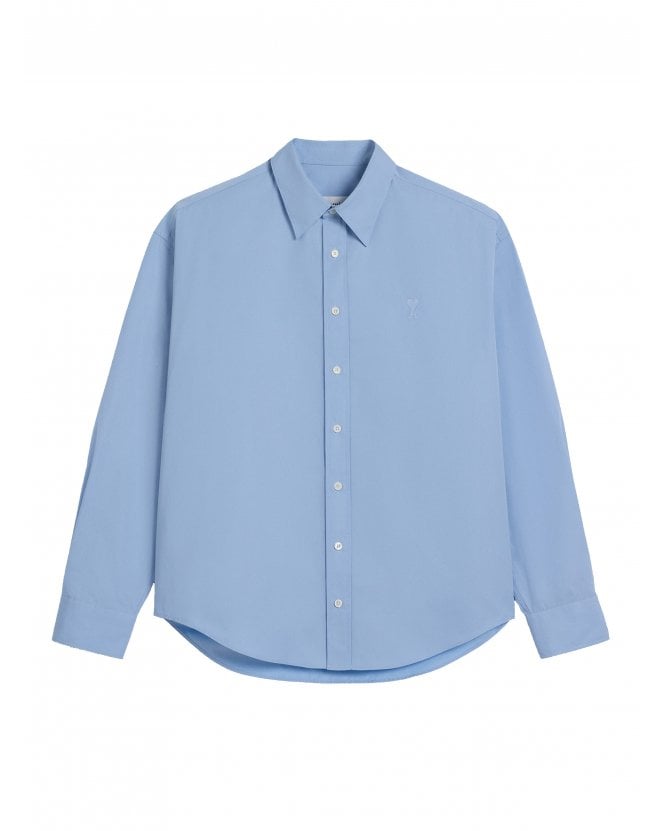 Ami Paris Mens Poplin Shirt Cashmere Blue