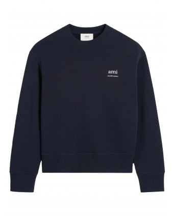 Mens Script Letter Sweatshirt Navy Blue