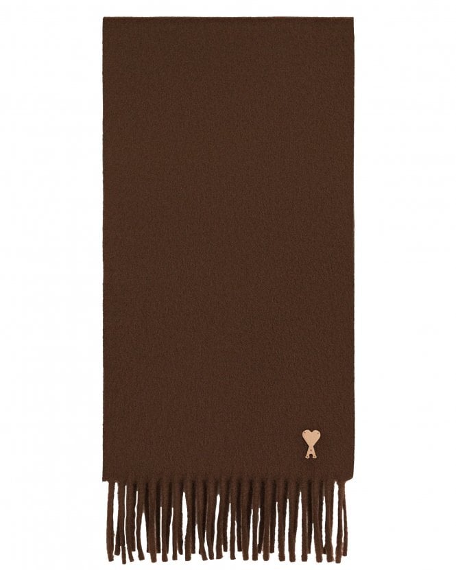 Ami Paris Unisex de Coeur Patch Scarf - Chocolate Brown