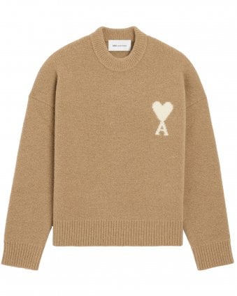 Unisex de Coeur Regular Fit Brushed Alpaca Crew Neck Jumper - Mastic Beige/Ecru