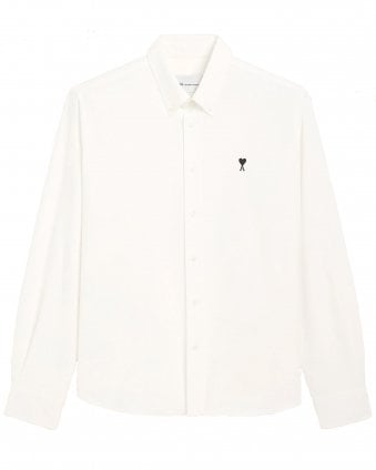 Unisex de Coeur Regular Fit Long Sleeve Button Collar Shirt - Natural White