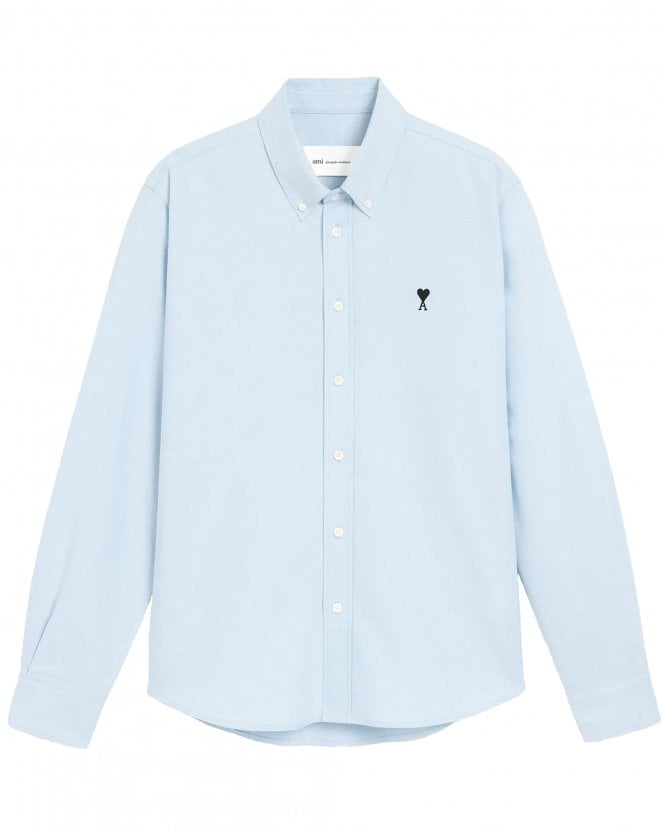 Ami Paris Unisex de Coeur Regular Fit Long Sleeve Button Collar Shirt - Sky Blue