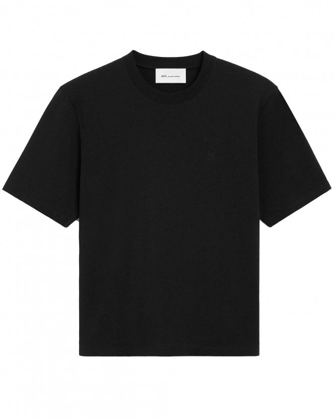Ami Paris Unisex de Coeur Relaxed Fit Embossed T-Shirt - Black