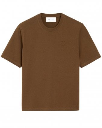 Unisex de Coeur Relaxed Fit Embossed T-Shirt - Chocolate Brown