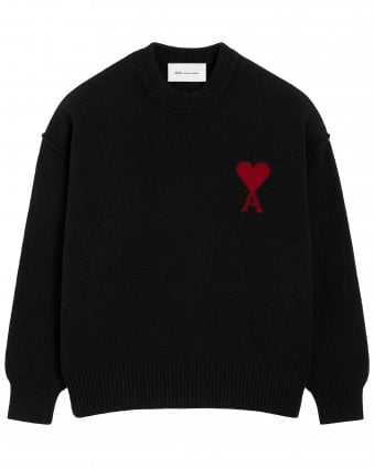 Unisex de Coeur Wool Crew Neck Jumper - Black/Red 