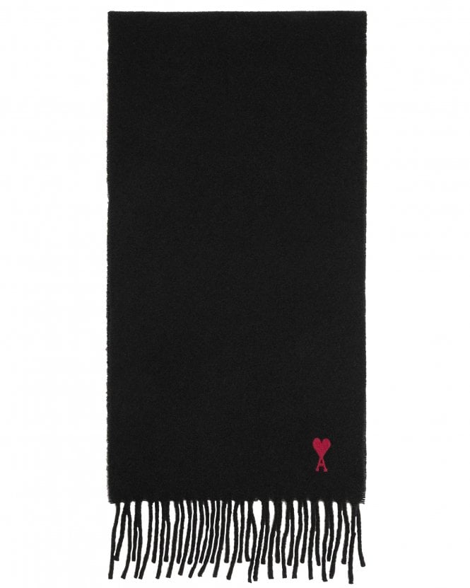 Ami Paris Unisex de Coeur Wool Scarf - Black