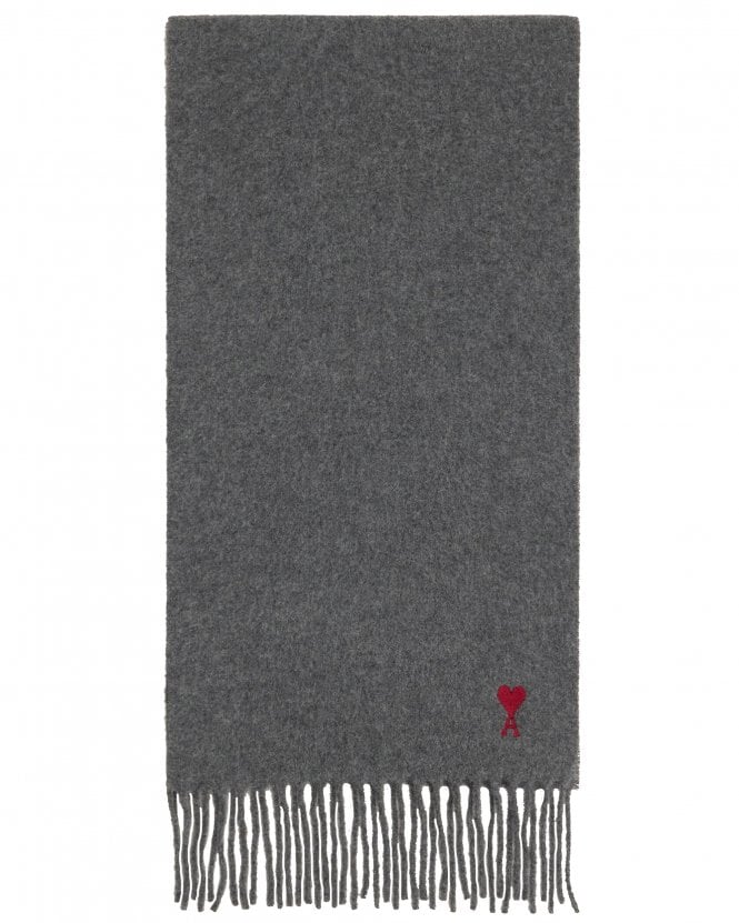 Ami Paris Unisex de Coeur Wool Scarf - Carbon Grey