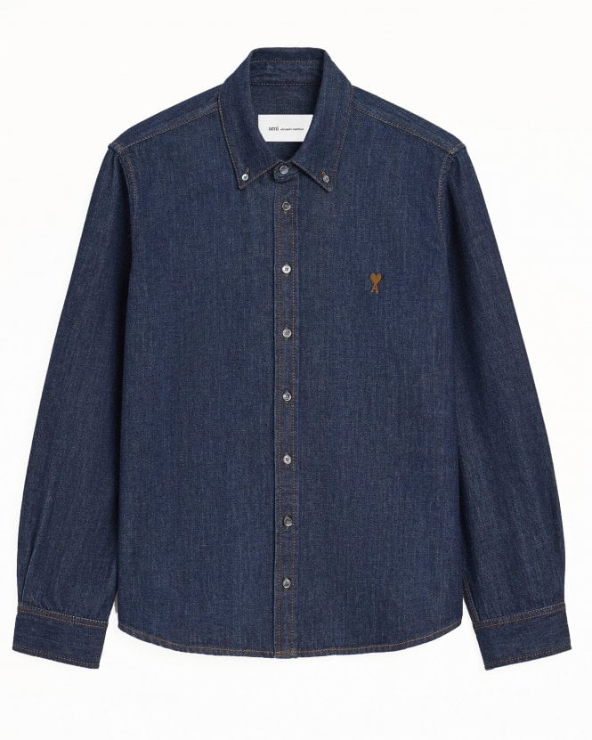 Ami Paris Unisex Denim Shirt - Indigo Blue