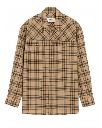 Unisex Checked Lumberjack Shirt Camel/Black