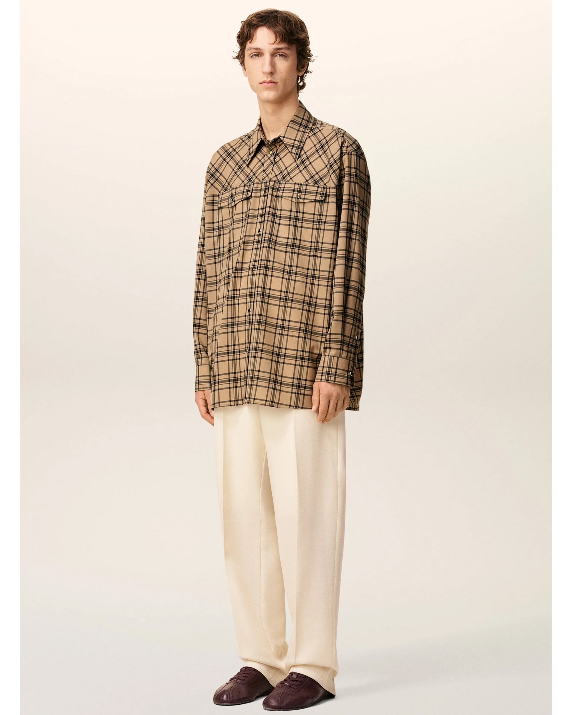 Ami Unisex Checked Lumberjack Shirt Camel/Black