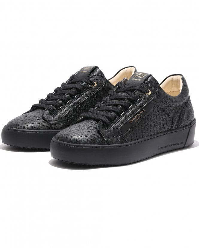 Android Homme Mens Venice Diamond Perforated Leather Trainers - Black
