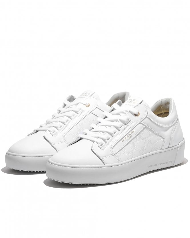 Android Homme Mens Venice Perforated Chequerboard Leather Trainers - White 